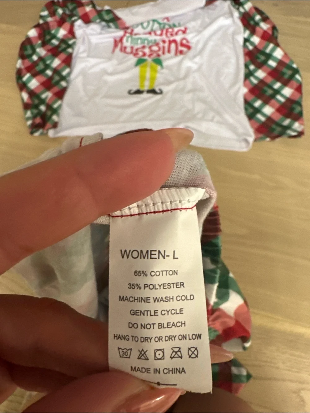 Women's Christmas Plaid Pajama Set with Holiday Elf Graphic
